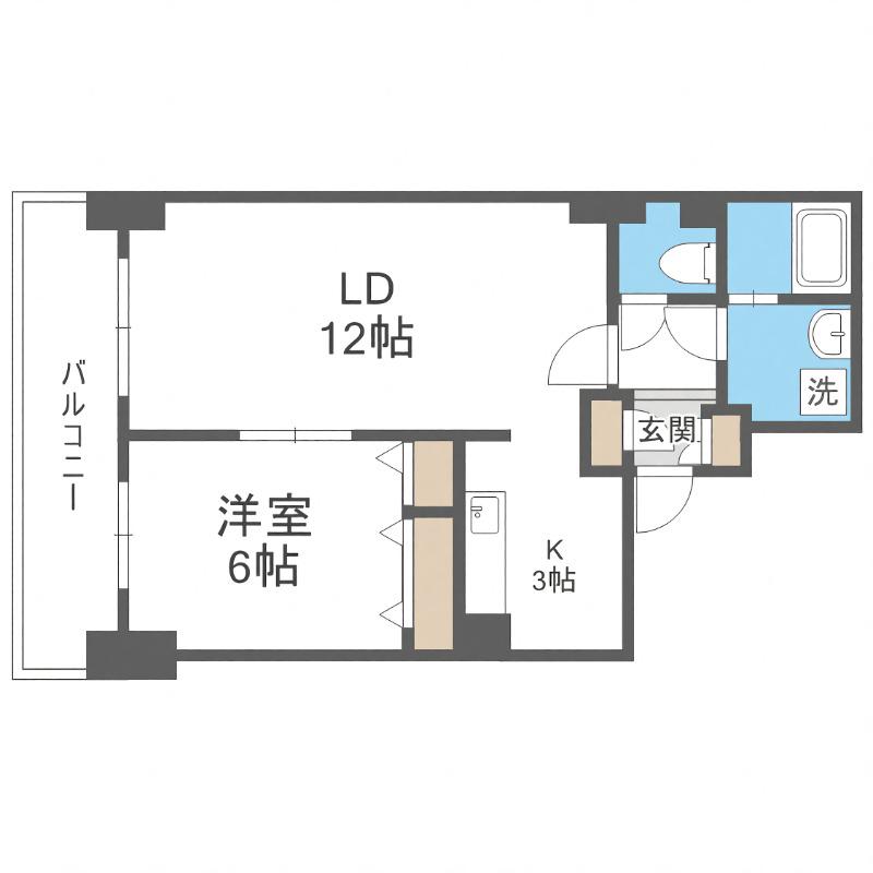 ティアラタワー中島倶楽部(1LDK/15階)の間取り写真