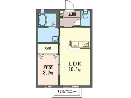 マストライフ高崎上大類B棟(1LDK/2階)の間取り写真