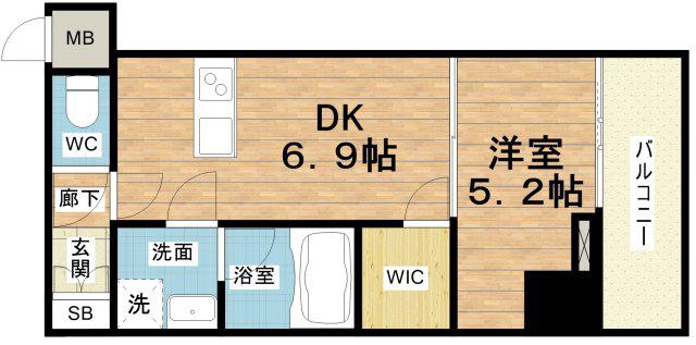 ヴィーナス今里(1DK/10階)の間取り写真