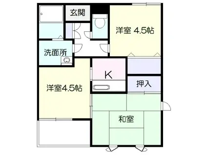 フォーブル戸頭(3K/1階)の間取り写真