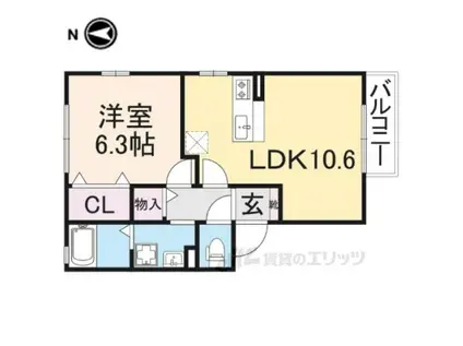 リビングタウン新大宮(1LDK/2階)の間取り写真