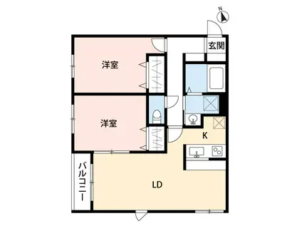 ヒルトップYKC(2LDK/1階)の間取り写真