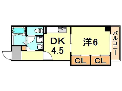 AH徳井(1DK/6階)の間取り写真