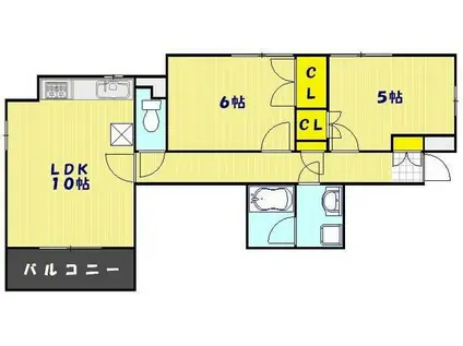 グランドゥール蕨市民公園(2LDK/3階)の間取り写真