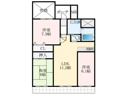 エバーランドシティ新泉北壱番館(3LDK/12階)の間取り写真