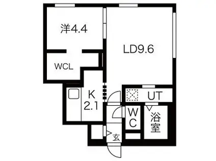 ブルーイング大通東(1LDK/3階)の間取り写真
