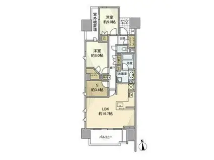 プラウド神楽坂(2SLDK/3階)の間取り写真