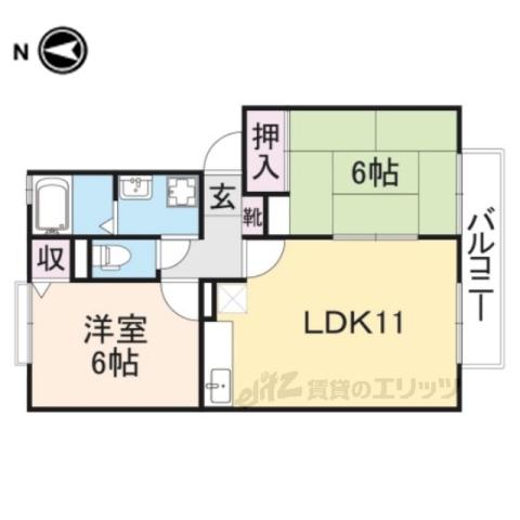 メゾン・ド・クレール(2LDK/1階)の間取り写真