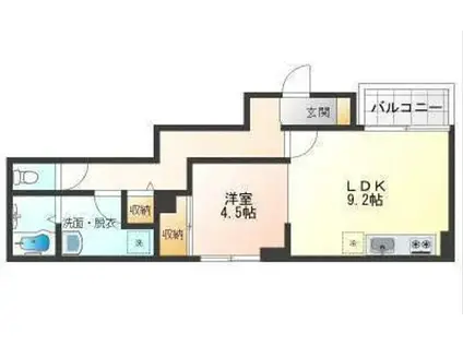 HEALING GRACE高槻高西町B棟(1LDK/1階)の間取り写真