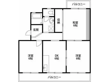 プライムハイツA(3DK/4階)の間取り写真