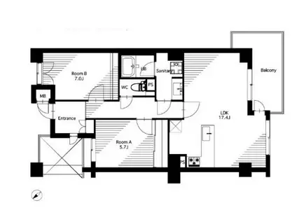 カスタネア栗平2番館(2LDK/5階)の間取り写真
