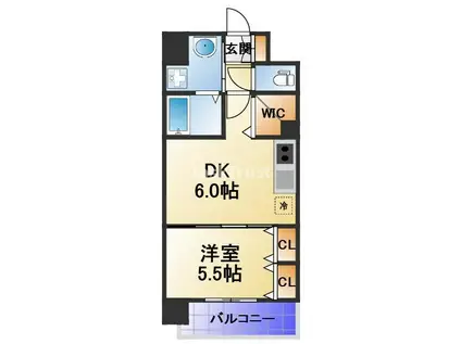 プレサンス梅田東アルファ(1DK/6階)の間取り写真