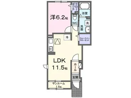 リバティIII(1LDK/1階)の間取り写真