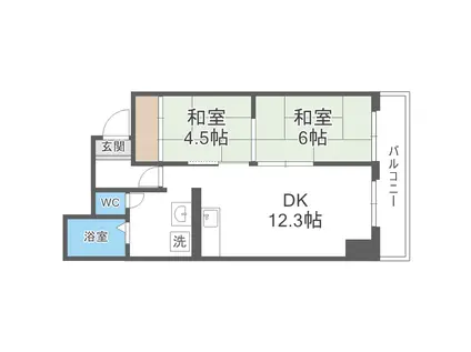 ドミ西野 DOMI NISHINO(2LDK/4階)の間取り写真