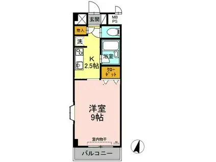 グリーンリバティー新蔵(1K/2階)の間取り写真