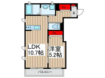 BELL WOOD JII(1LDK/2階)の間取り写真