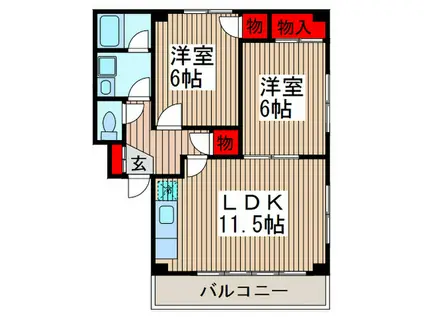 コーポナックファイブII(2LDK/1階)の間取り写真