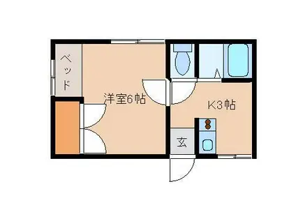 コーポHARA弐番館(1K/2階)の間取り写真