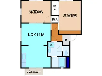 ソフィア成町B棟(2LDK/2階)の間取り写真