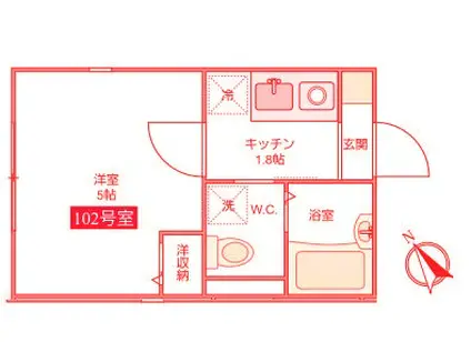 パピー寺谷(1K/1階)の間取り写真