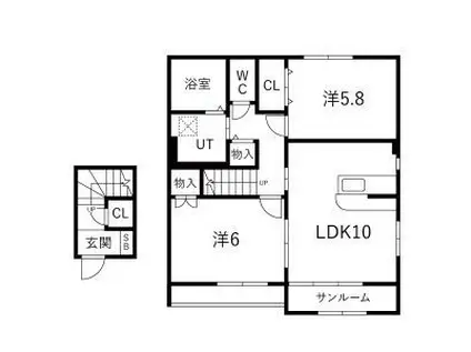 オリエンスA(2LDK/2階)の間取り写真