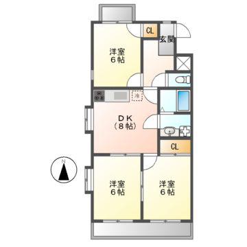 グランドメゾン新池(3DK/2階)の間取り写真