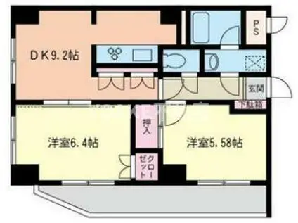 オークウッドII(2LDK/2階)の間取り写真