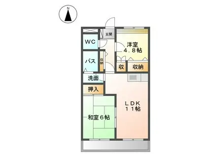 ベルメゾンきららI(2LDK/2階)の間取り写真