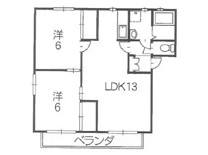 ディアス東町の坪A(2LDK/1階)の間取り写真