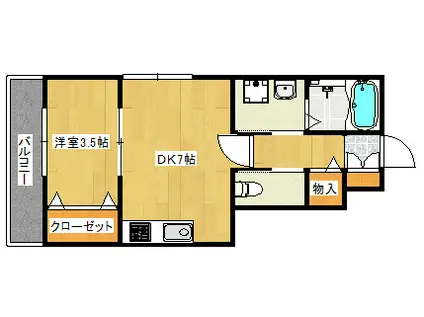 ロイヤルヴィラ緑井(1DK/1階)の間取り写真