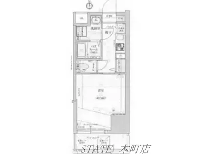 プランドール大手前レジデンス(1K/10階)の間取り写真