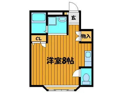 ジュネスクリエイトK(ワンルーム/1階)の間取り写真