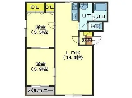 MSプロスパー(2LDK/3階)の間取り写真