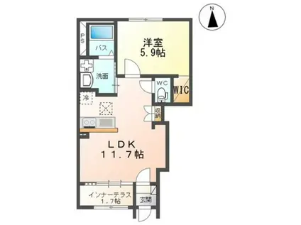 エバーガーデン(1LDK/1階)の間取り写真