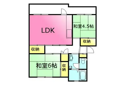 団地6-9-12(2LDK/1階)の間取り写真