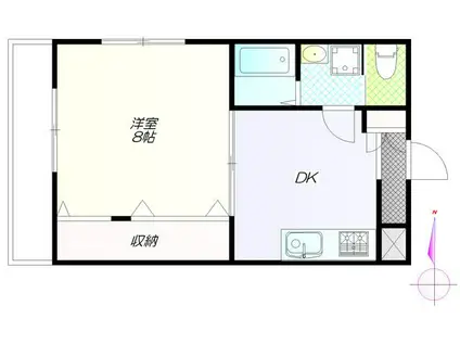 オリーブヒルズ(1DK/2階)の間取り写真