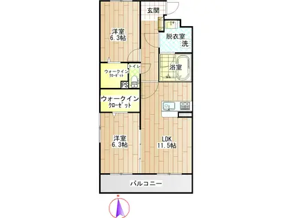LUSORA OSATO(2LDK/3階)の間取り写真