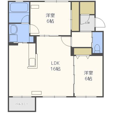 グランディア(2LDK/5階)の間取り写真