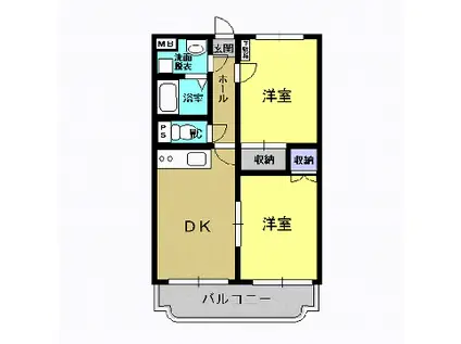 ウエスト HEIM(2DK/3階)の間取り写真