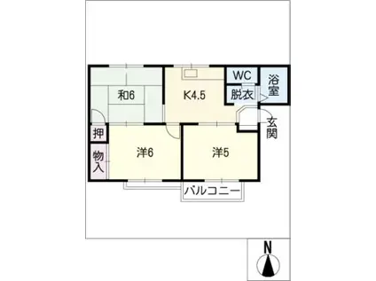 竹市南塚ハイツ(3K/2階)の間取り写真