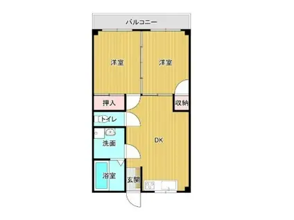 コーポ梅白(2DK/1階)の間取り写真