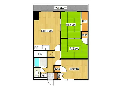 レジデンスコスモ(3LDK/4階)の間取り写真