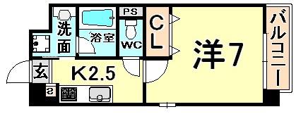フェアリーメゾン浜(1K/1階)の間取り写真