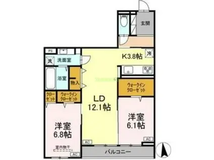 CLASSEUM仙台小田原 III(2LDK/2階)の間取り写真