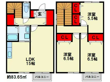 ユニフレックス則松(3LDK/1階)の間取り写真