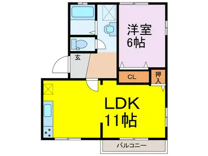 フレグランスグロリア(1LDK/1階)の間取り写真