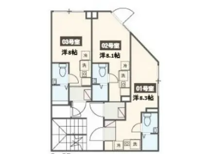 2沿線利用可 王子駅 敷礼無  ネット代込  駅5分(1K/3階)の間取り写真