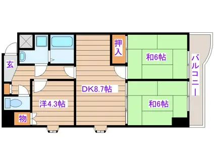 パレス上杉(3DK/10階)の間取り写真