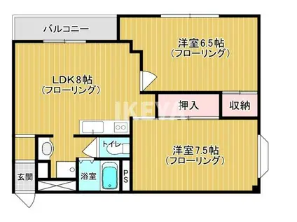 エクセレント北梅田(2LDK/4階)の間取り写真