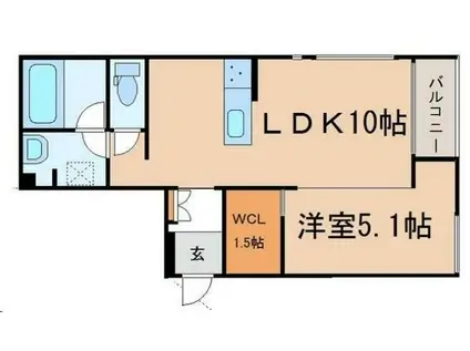 べレオ真栄広瀬町(1LDK/1階)の間取り写真